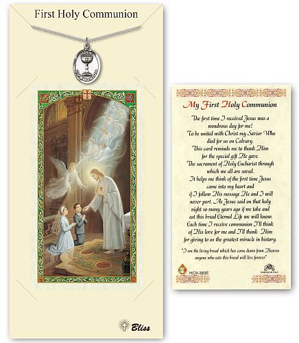 First Communion Medal with Prayer Card