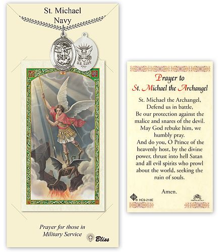 Navy St Michael Medal with Prayer Card