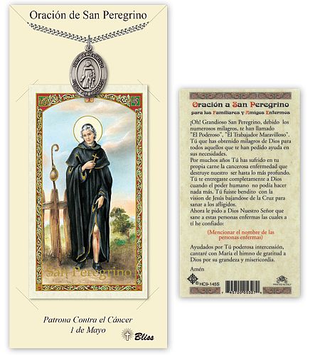 St Peregrine Medal with Prayer Card in Spanish