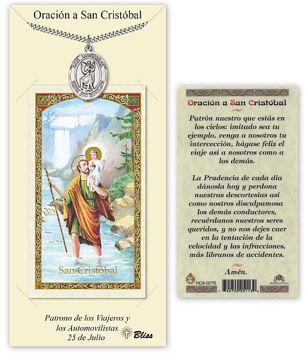 San Cristobal Medalla con Tarjeta de Oracion