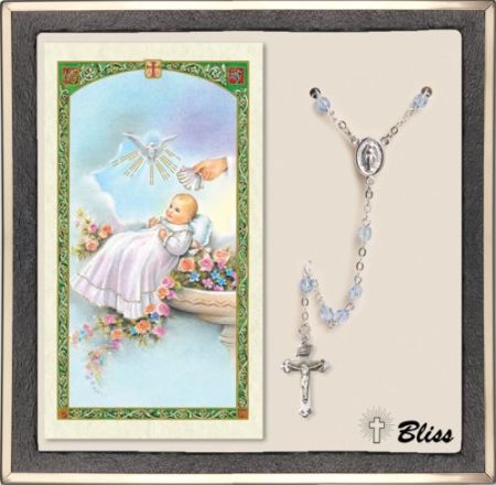 Baptism Rosary with blue sapphire beads