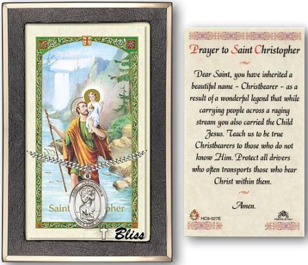 St Christopher Prayer Card with Medal