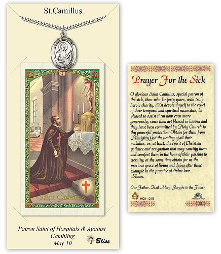 St Camillus Prayer Card with Medal St Camillus Prayer Card with Medal