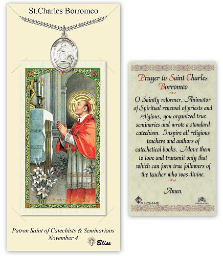 St Charles Prayer Card with Medal St Charles Prayer Card with Medal