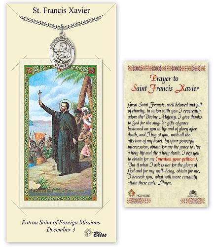 St Francis Xavier Prayer Card with Medal