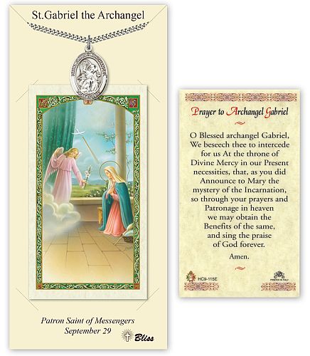 St Gabriel Prayer Card with Medal