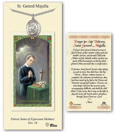 St Gerard Prayer Card with Medal