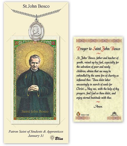 St John Bosco Prayer Card with Medal