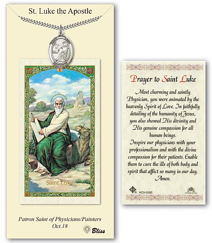 St Luke Prayer Card with Medal