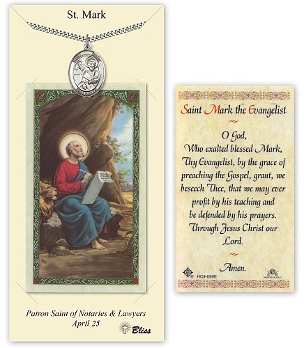 St Mark Prayer Card with Medal