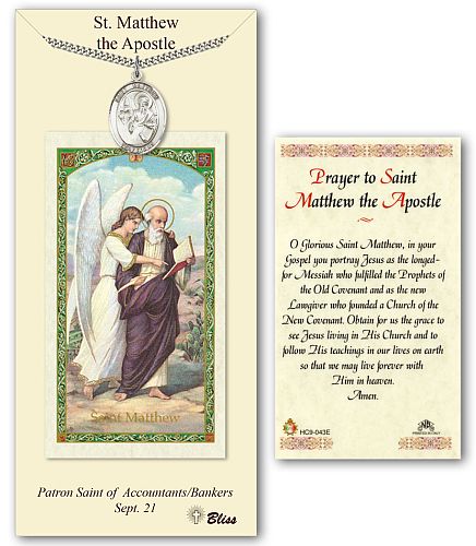 St Matthew Prayer Card with Medal