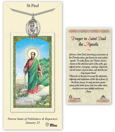 St Paul Prayer Card with Medal St Paul Prayer Card with Medal