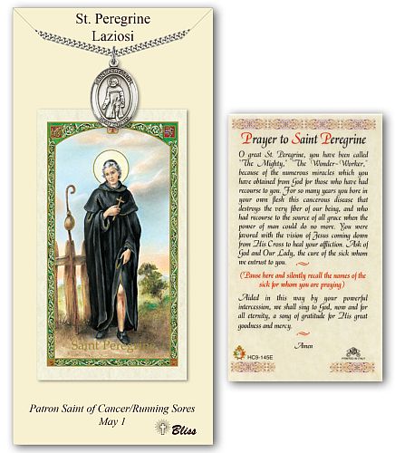 St Peregrine Prayer Card with Medal