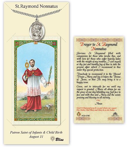 St Raymond Prayer Card with Medal St Raymond Prayer Card with Medal