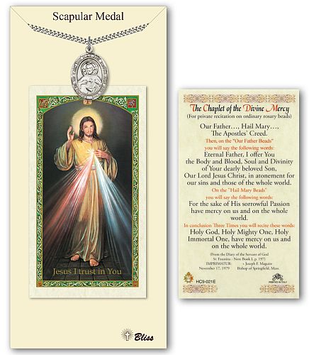 Jesus Divine Mercy Medal with Prayer Card