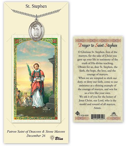 St Stephen Prayer Card with Medal St Stephen Prayer Card with Medal