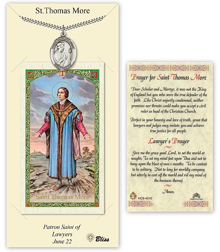 St Thomas More Prayer Card with Medal St Thomas More Prayer Card with Medal