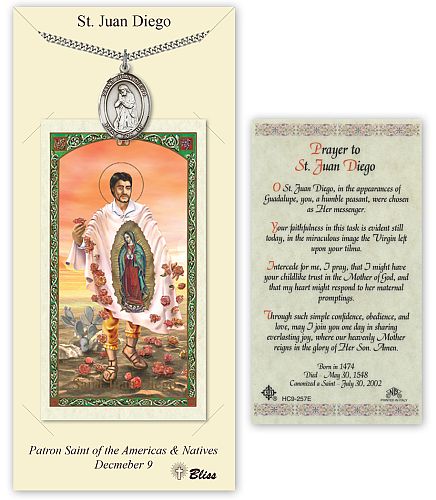 St Juan Diego Prayer Card with Medal