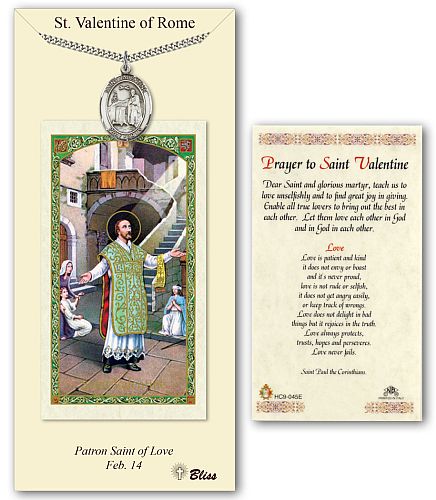 St Valentine Prayer Card with Medal