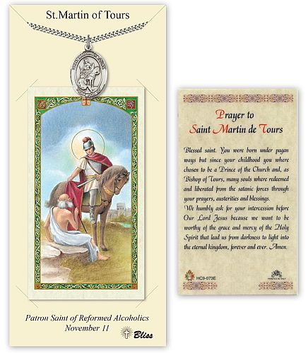 St Martin of Tours Prayer Card with Medal St Martin of Tours Prayer Card with Medal
