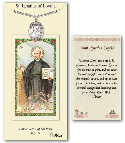 St Ignatius Loyola Prayer Card with Medal