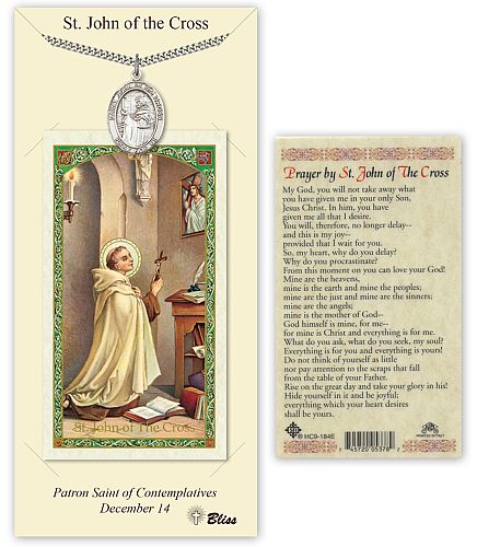 St John of the Cross Prayer Card with Medal
