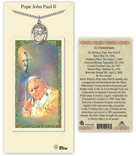 St John Paul II Prayer Card with Medal