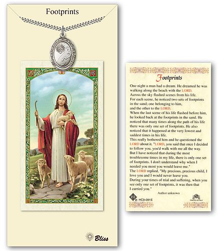 Footprints Medal with Prayer Card