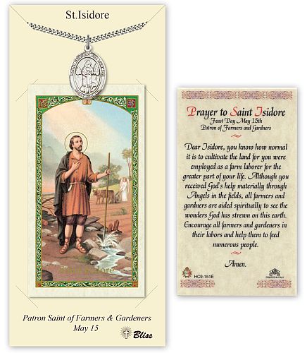 St Isidore Prayer Card with Medal