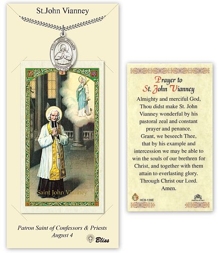 St John Vianney Prayer Card with Medal