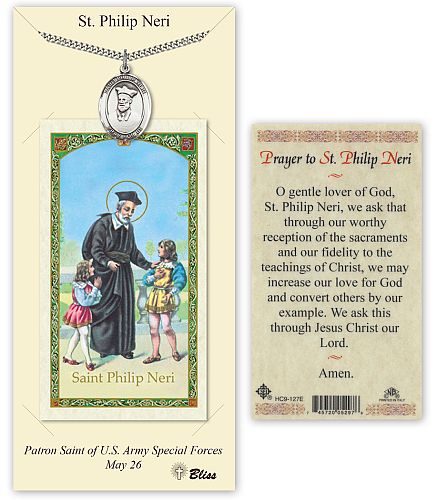 St Philip Neri Prayer Card with Medal