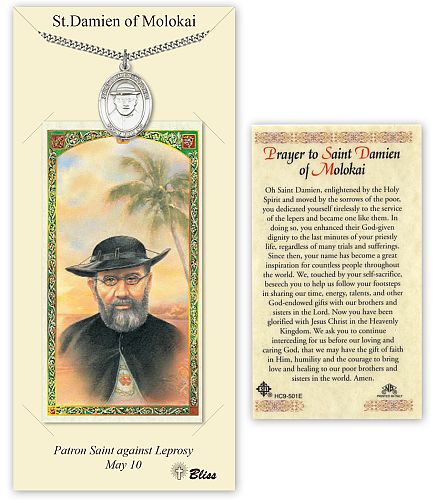 St Damien of Molokai Prayer Card with Medal St Damien of Molokai Prayer Card with Medal