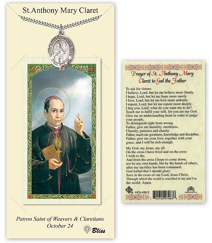 St Anthony Mary Claret Medal with Prayer Card