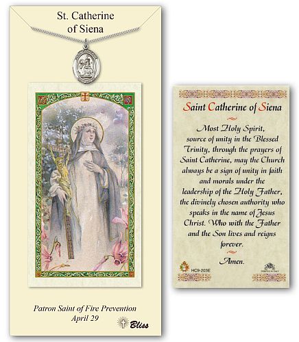 St Catherine of Siena Prayer Card with Medal St Catherine of Siena Prayer Card with Medal