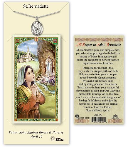 St Bernadette Medal with Prayer Card