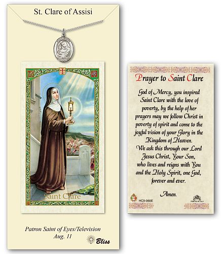 St Clare of Assisi Prayer Card with Medal St Clare of Assisi Prayer Card with Medal