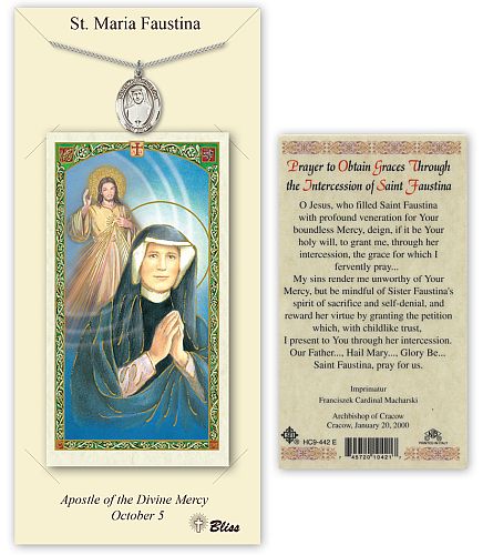 St Maria Faustina Prayer Card with Medal St Maria Faustina Prayer Card with Medal