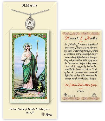 St Martha Prayer Card with Medal St Martha Prayer Card with Medal