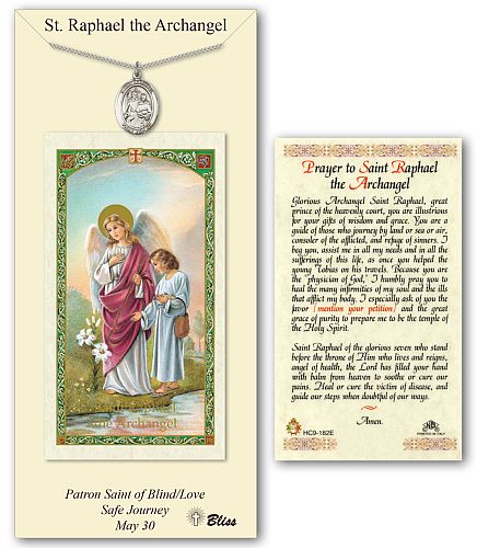 St Raphael Prayer Card with Medal St Raphael Prayer Card with Medal