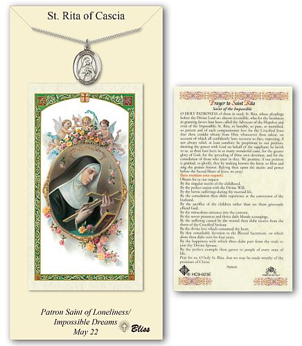 St Rita Prayer Card with Medal St Rita Prayer Card with Medal