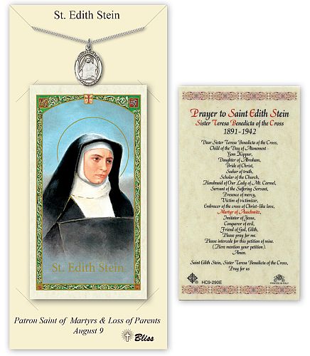St Edith Stein Prayer Card with Medal