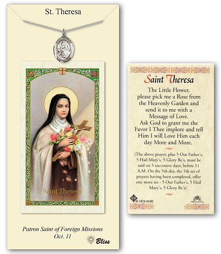 St Theresa Prayer Card with Medal St Theresa Prayer Card with Medal