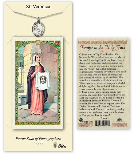 St Veronica Prayer Card with Medal