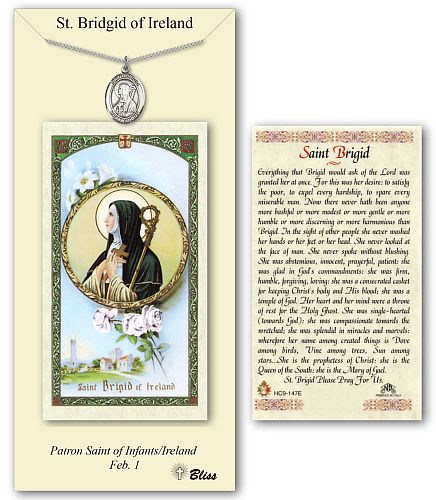 St Brigid Prayer Card with Medal