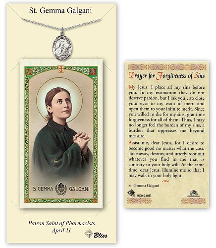 St Gemma Galgani Prayer Card with Medal St Gemma Galgani Prayer Card with Medal