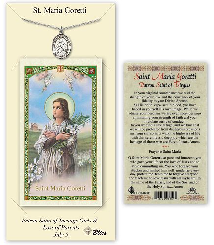 St Maria Goretti Prayer Card with Medal