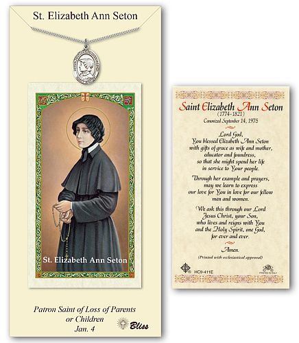 St Elizabeth Ann Seton Prayer Card with Medal