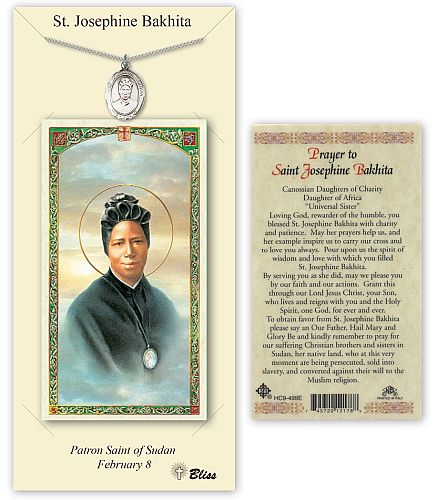 St Josephine Bakhita Prayer Card with Medal