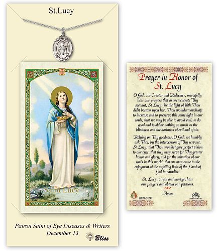 St Lucy Prayer Card with Medal St Lucy Prayer Card with Medal