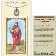 St Barbara Medal with Prayer Card in Spanish